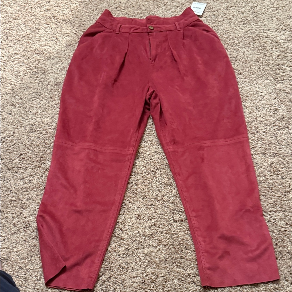 Free People Red Ankle Cropped Pants
